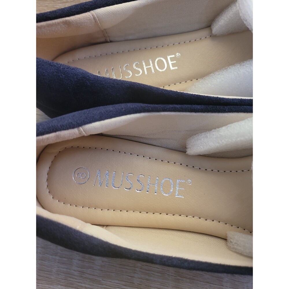 MUSSHOE Navy Blue Pointed Toe Womens Slip- On- Memory Foam Insoles Comfort Flats - Picture 9 of 11
